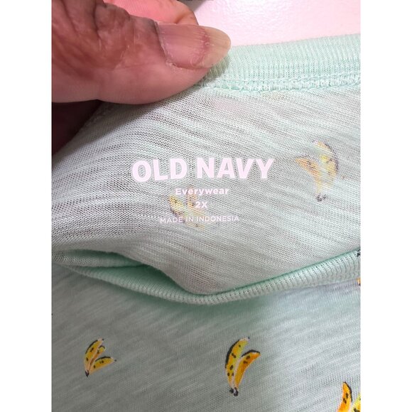 Old Navy Womens Mint Green Banana Print Everywear T-Shirt 2X 100% Cotton - Picture 4 of 6
